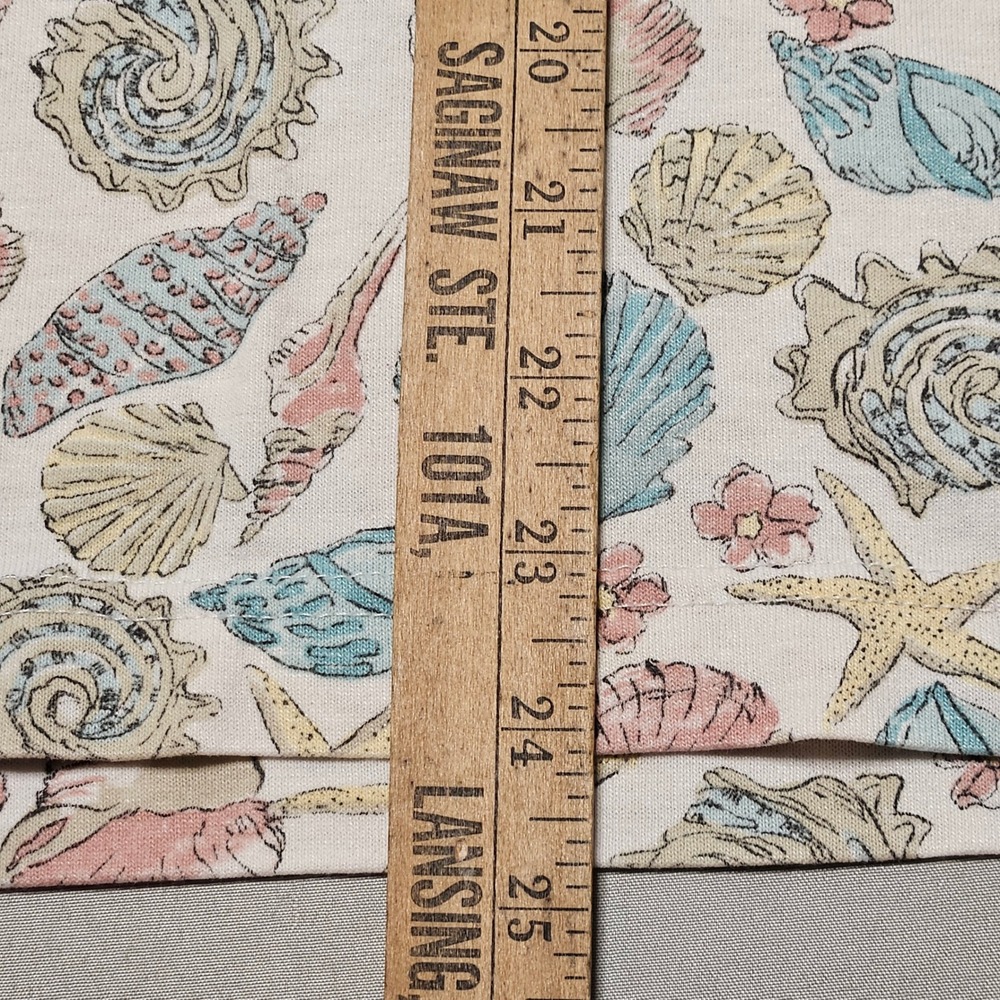 Cricket Lane Polo Shirt Womens Large Cream AOP Seashell Print Vintage 80s USA - Picture 5 of 9